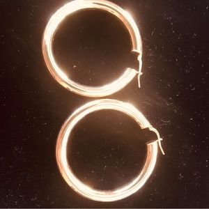 Gold Pierced Hoops 2” Diameter 1/16” Thick See The Marking On Pierced Ea…